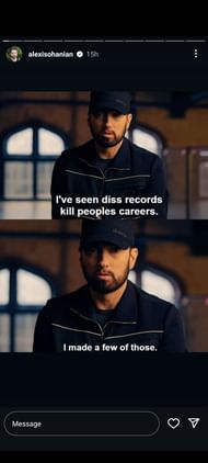 Alexis Ohanian sharing Eminem's "diss records" admission as an Instagram Story (Source: Instagram/Alexis Ohanian)
